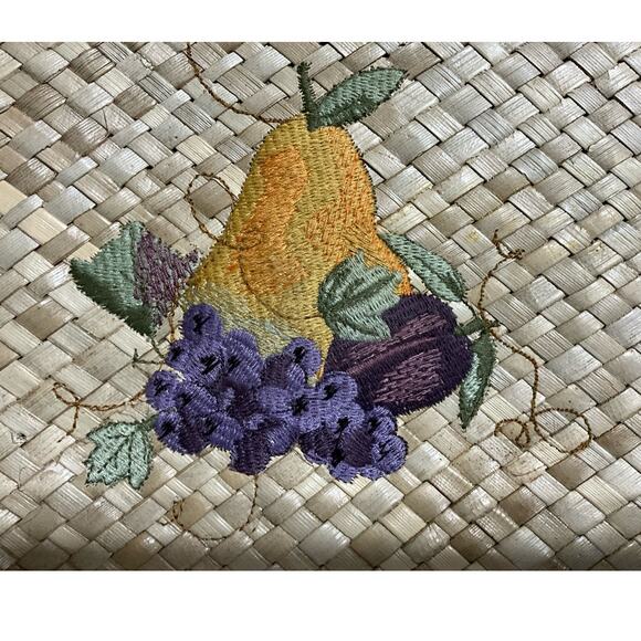 Set of 8 Placemat's Indoor Outdoor Use Hand Woven Natural Grasses & Embroidery - Picture 4 of 9